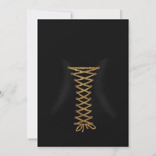 Lingerie douche bachelorette uitnodiging goud (Achterkant)