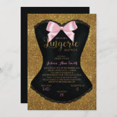 Lingerie douche bachelorette uitnodiging goud (Voorkant / Achterkant)