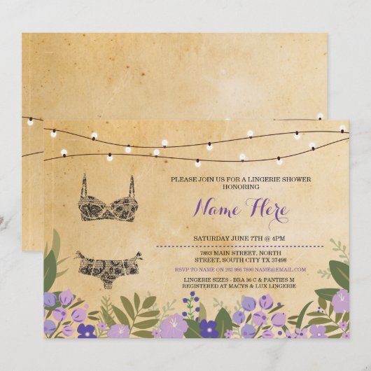 Lingerie Douche Bruids Bachelorette Party Uitnodig Kaart (Voorkant / Achterkant)