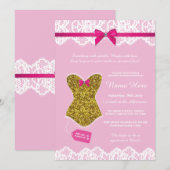 Lingerie Douche Bruids Party Goud Roze Corset Kaart (Voorkant / Achterkant)