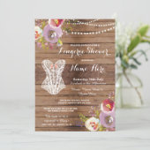 Lingerie Douche Bruids Party Hout Bloemen Uitnodig Kaart (Staand voorkant)