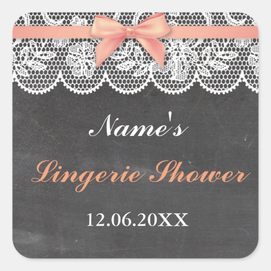 Lingerie Douche Bruids Party Kant Stickers Label (Voorkant)