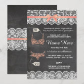 Lingerie Douche Bruids Party Koraal Kant Uitnodige Kaart (Voorkant / Achterkant)