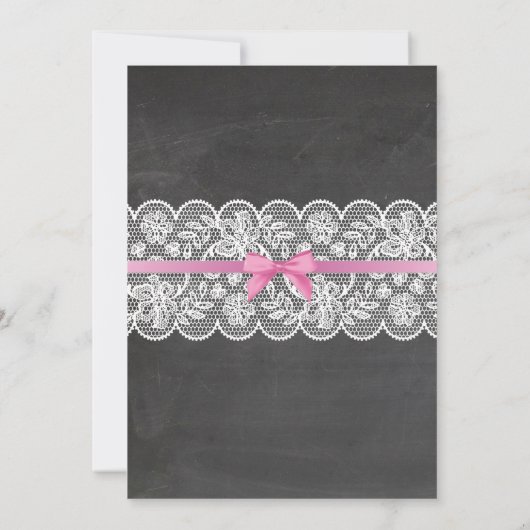 Lingerie Douche Bruids Party Roze Bow Lace Uitnodi Kaart (Achterkant)
