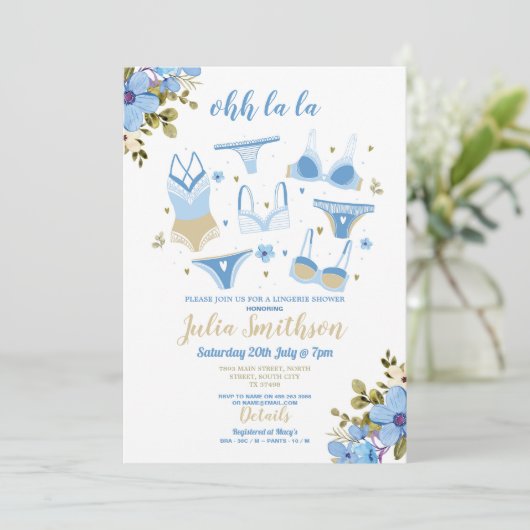 Lingerie Douche Bruidsfeest Bloemen Vrouwelijk Bla Kaart (Staand voorkant)