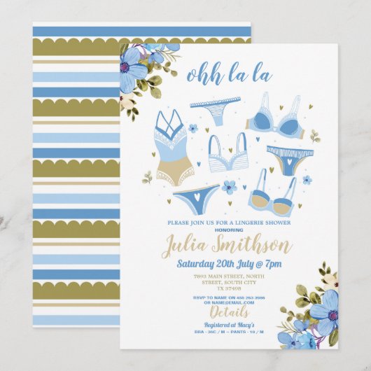 Lingerie Douche Bruidsfeest Bloemen Vrouwelijk Bla Kaart (Voorkant / Achterkant)