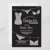Lingerie Douche Bruidsfeest Zilver Glitter Roze Kaart (Voorkant)