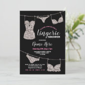 Lingerie Douche Bruidsfeest Zilver Glitter Roze Kaart (Staand voorkant)