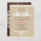 Lingerie douche burlap lace uitnodiging rustig woo (Voorkant / Achterkant)