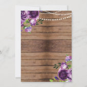 Lingerie Douche Hout Paarse Bloemen Uitnodiging (Achterkant)