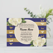 Lingerie Douche Nodig Navy Stripes Bruidsfeest uit Kaart (Staand voorkant)