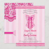 Lingerie douche. Oppervlakteroze elegante bruidspa Kaart (Voorkant / Achterkant)