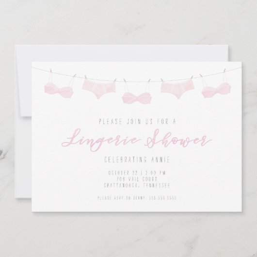 Lingerie Douche Uitnodiging - Waterverf (Voorkant)