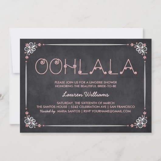 Lingerie Douche Uitnodigingen Chalkboard & Roze (Voorkant)