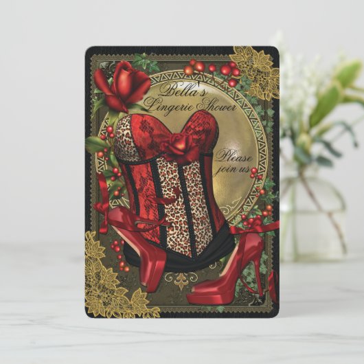 Lingerie en Bachelorette Party Douche Uitnodiginge Kaart (Staand voorkant)