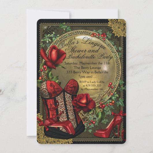 Lingerie en Bachelorette Party Douche Uitnodiginge Kaart (Achterkant)