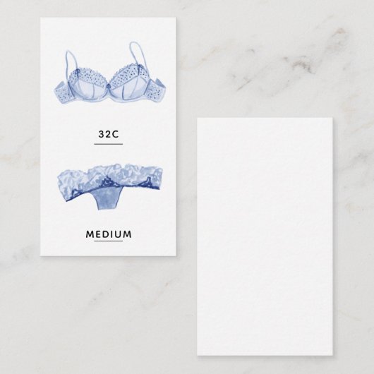 Lingerie-insteekkaart Informatiekaartje (Voorkant / Achterkant)