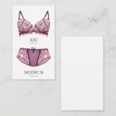 Lingerie-insteekkaart Informatiekaartje (Voorkant / Achterkant)