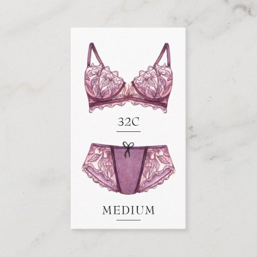 Lingerie-insteekkaart Informatiekaartje (Voorkant)