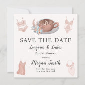 Lingerie & Lattes Bruidsuitnodiging Save The Date (Voorkant)
