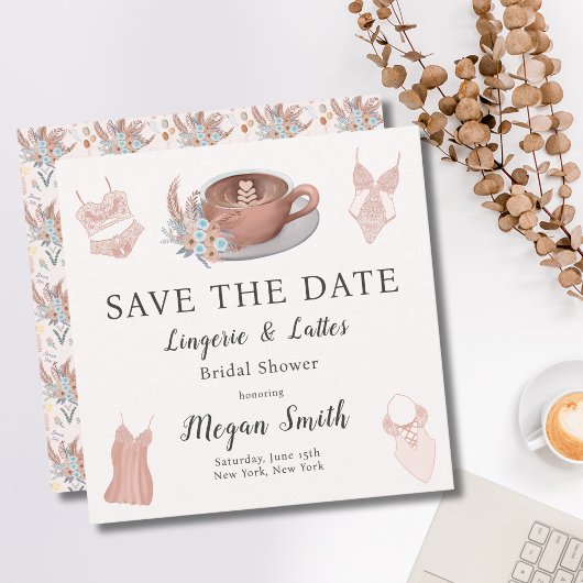 Lingerie & Lattes Bruidsuitnodiging Save The Date