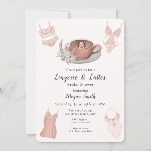 Lingerie & Lattes Vrijgezellenfeest Kaart (Voorkant)