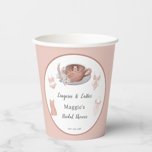 Lingerie & Lattes Vrijgezellenfeest Papieren Bekers (Voorkant)