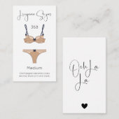 Lingerie Maat Modern Vrijgezellenfeest Insert Kaar Informatiekaartje (Voorkant / Achterkant)