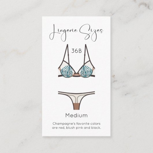 Lingerie Maat Modern Vrijgezellenfeest Insert Kaar Informatiekaartje (Voorkant)