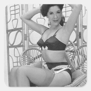 Lingerie-model Vierkante Sticker