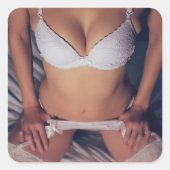 Lingerie-model Vierkante Sticker (Voorkant)