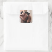 Lingerie-model Vierkante Sticker (Tas)