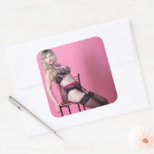 Lingerie-model Vierkante Sticker (Envelop)