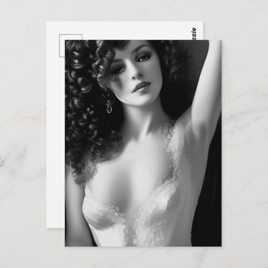 Lingerie Model zwart-wit Briefkaart (Voorkant / Achterkant)