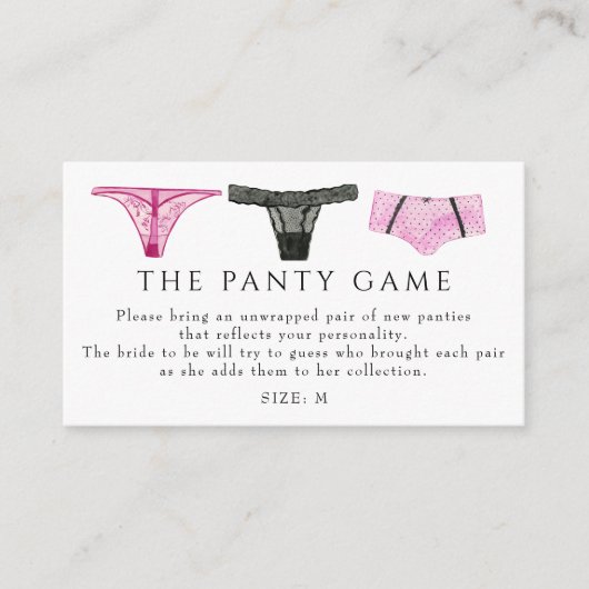 Lingerie Panties Game Vrijgezellenfeest Informatiekaartje (Voorkant)