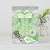 Lingerie Party GREEN Key Corset Mask Silver Kaart (Staand voorkant)