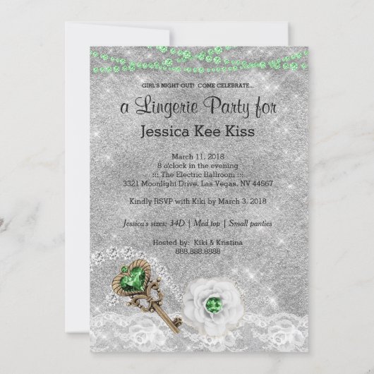 Lingerie Party GREEN Key Corset Mask Silver Kaart (Achterkant)