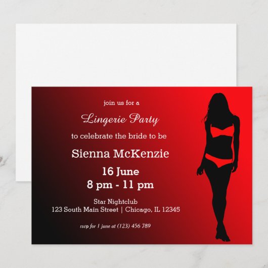 Lingerie party kaart (Voorkant / Achterkant)