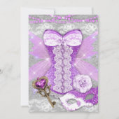 Lingerie Party Paarse Key Corset Mask Silver Kaart (Voorkant)