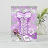 Lingerie Party Paarse Key Corset Mask Silver Kaart (Staand voorkant)