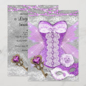 Lingerie Party Paarse Key Corset Mask Silver Kaart (Voorkant / Achterkant)