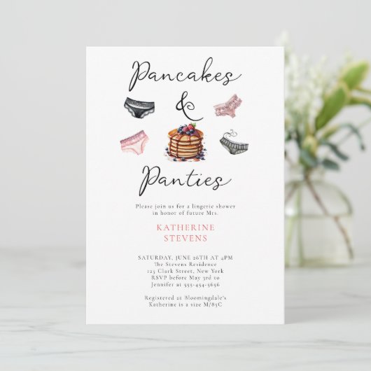 Lingerie Party Pannenkoeken Panties Roze Vrijgezel Kaart (Staand voorkant)