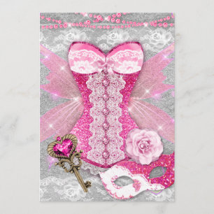 Lingerie Party PINK Key Corset Mask Zilver Kaart