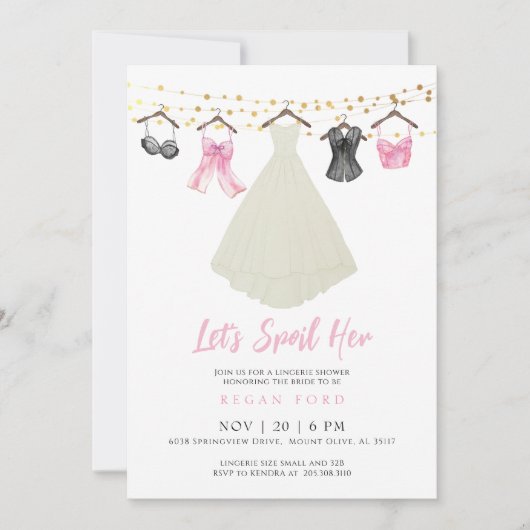 Lingerie Party uitnodiging met trouwjurk (Voorkant)