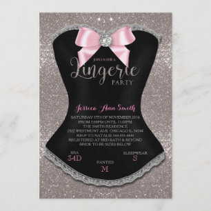 Lingerie Party-uitnodiging zilver Kaart