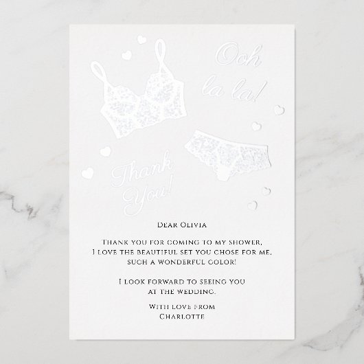 Lingerie Party Vrijgezellenfeest Foto Dank u Folie Feestdagenkaart (Voorkant)