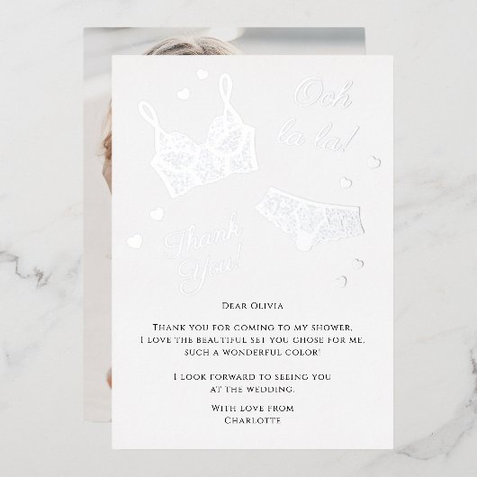 Lingerie Party Vrijgezellenfeest Foto Dank u Folie Feestdagenkaart (Voorkant / Achterkant)