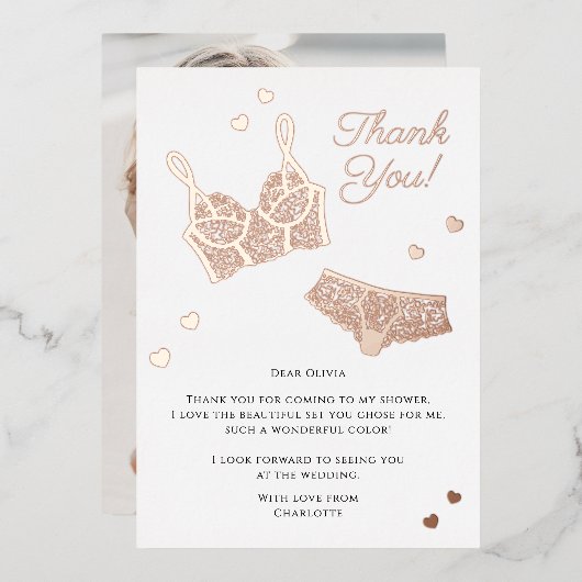 Lingerie Party Vrijgezellenfeest Foto Dank u Folie Feestdagenkaart (Voorkant / Achterkant)