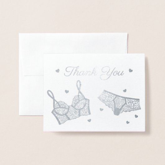 Lingerie Party Vrijgezellenfeest Foto Dank u Folie Kaarten (Voorkant met envelop)