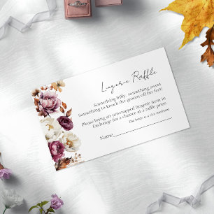 Lingerie Raffle Bourgogne Floral Herfst Vrijgezell Informatiekaartje